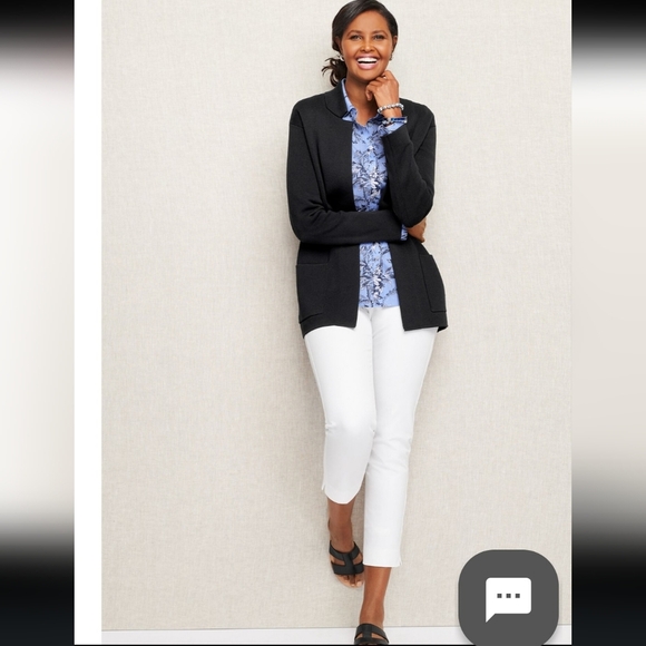 NEW Talbots Cotton Straight Leg Pants Classic Crop Split Hem Preppy Summer Chic - Picture 11 of 13